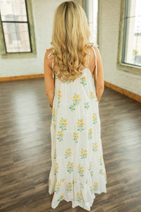 En Creme - Just Dandy Floral Bow Tie Straps Maxi Dress
