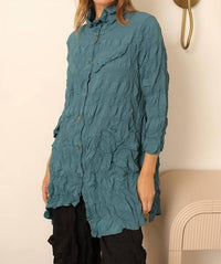 Chalet et ceci Jane Embossed Woven Shirt in saxon - women's long sleeve top - view 4