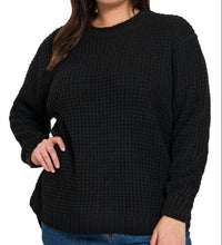 42Pops - High Low Basic Waffle Sweater - Plus