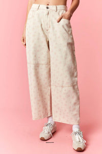 Peach Love - Ditsy Floral Barrel Pants