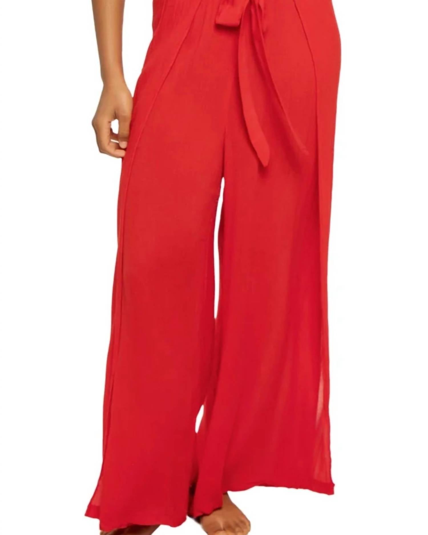 ELAN Strapless Blouse & Wide Leg Pant Jumpsuit in red - women's pants - alternate view