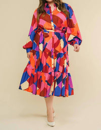 Flying Tomato - Printed Woven Midi Dress