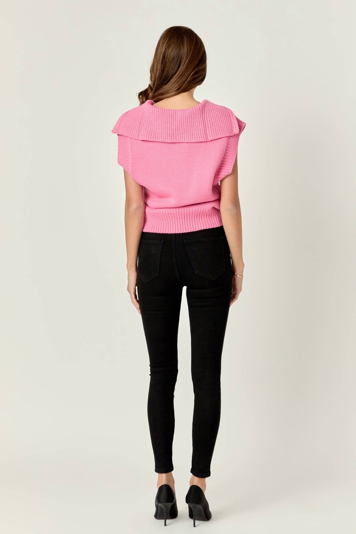 English Factory - Zip Mock Neck Knit Sweater Vest