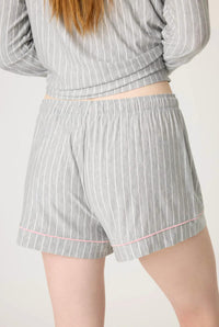 PJ Salvage Lazy Days Stripe Sleep Short in grey - women's shorts - alternate view