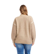 Karen Kane Colorblock Mock Neck Sweater - Plus in sand with earth - women's sweater - alternate view