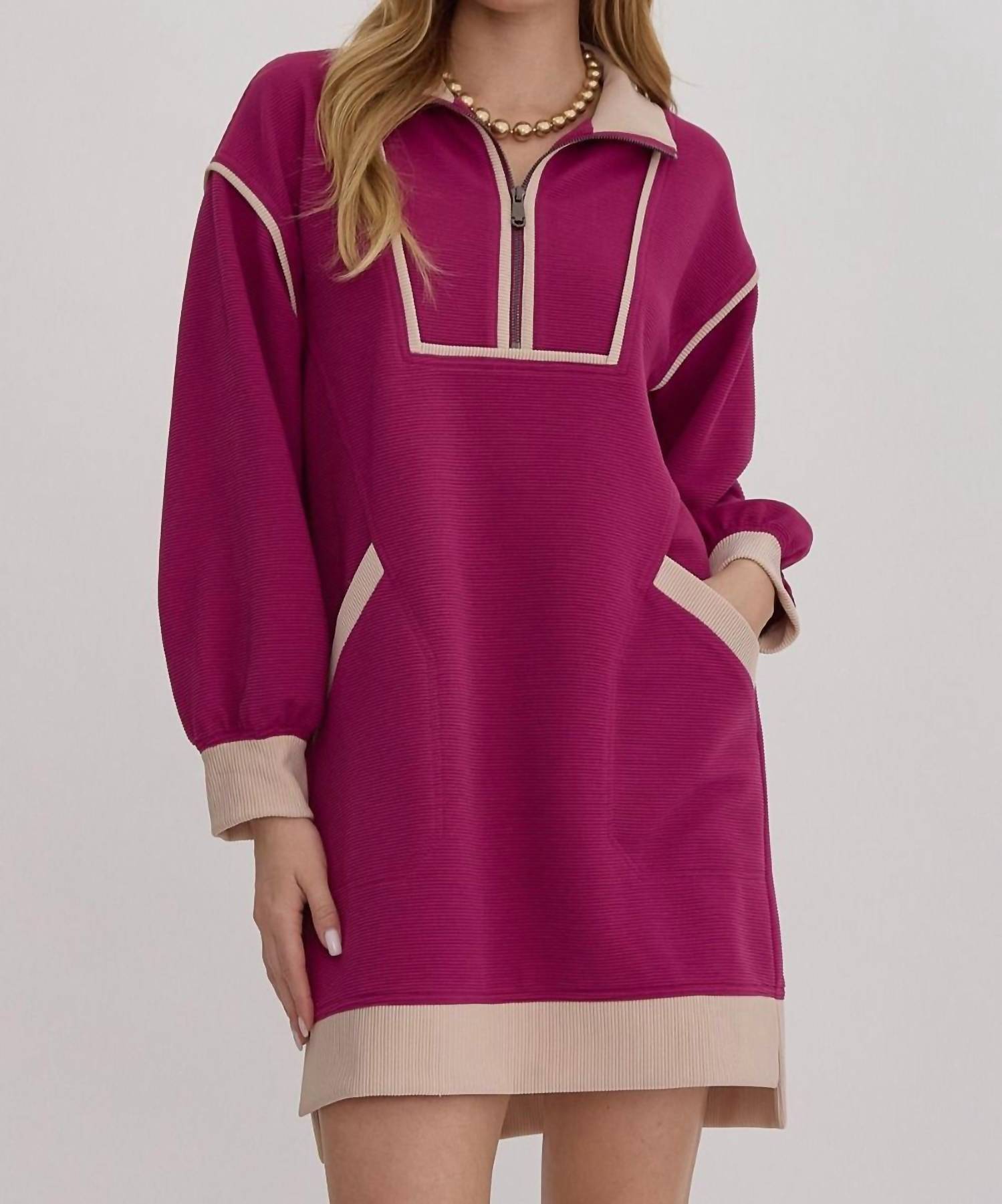 Entro - Long Sleeve Collared Dress