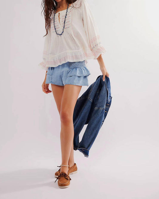 Free People - Ready For You Ruffle Quarter Button Up Top