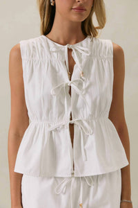 Sunday Edition - Front Tie Linen Top