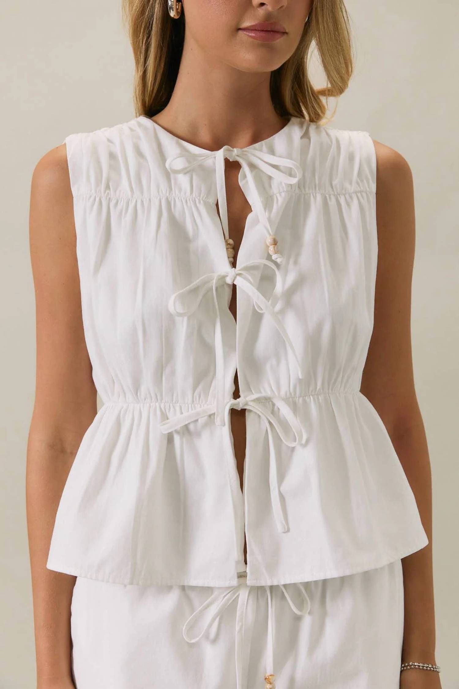 Sunday Edition - Front Tie Linen Top