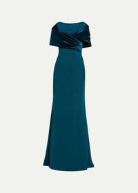 Badgley Mischka - Velvet Drape Evening Gown