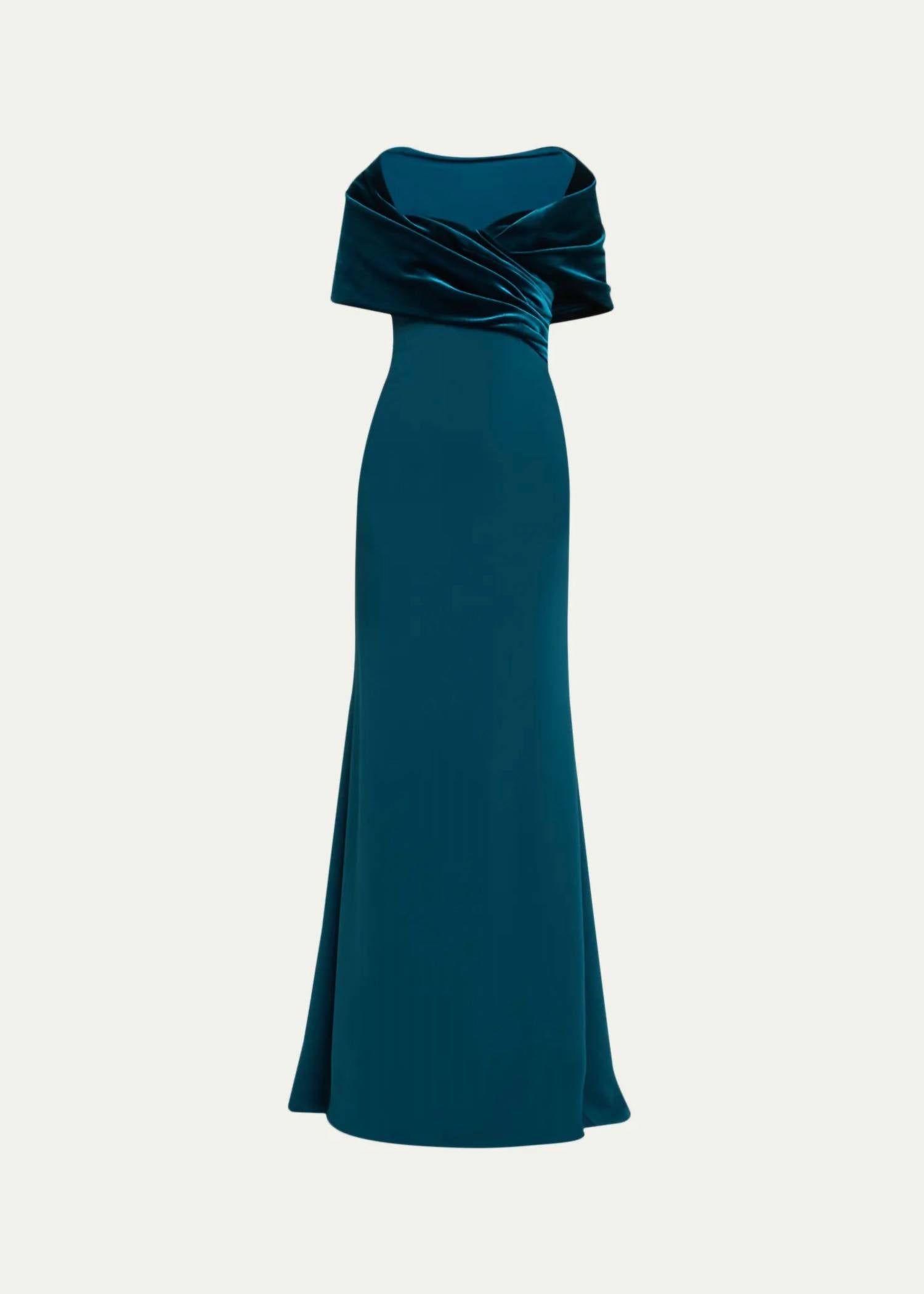 Badgley Mischka - Velvet Drape Evening Gown