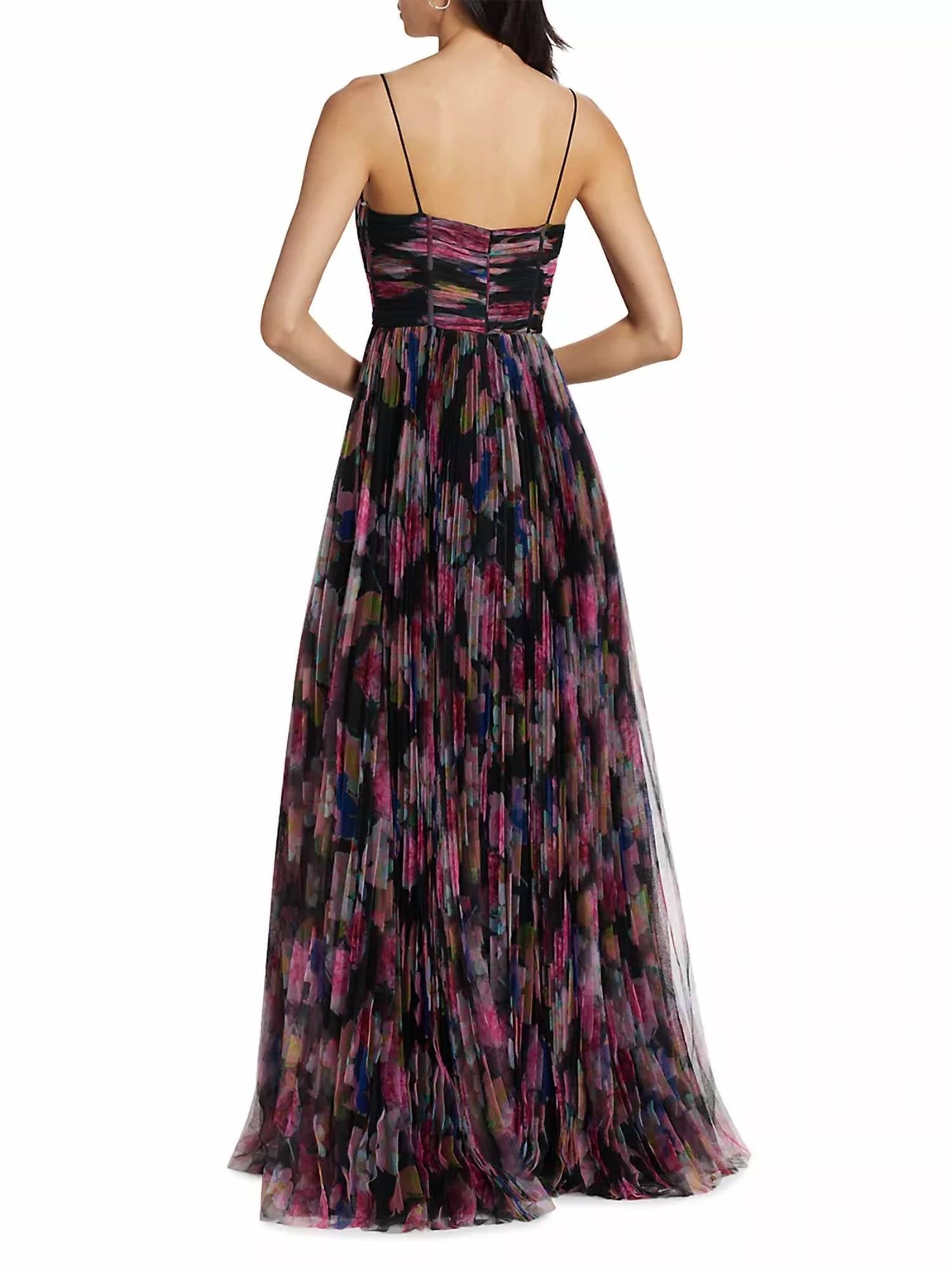 Ml Monique Lhuillier - Yvonne Floral Pleated Tulle Gown