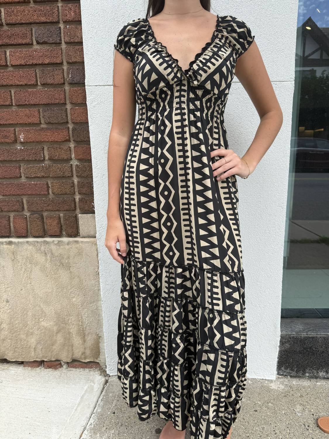Paani - Cap Sleeve Smocked Dress