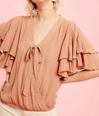 Listicle - Delhi Flutter Sleeve Wrap Blouse