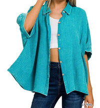 Zenana - Button Up Gauze Top
