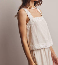 Forte - Embroidered Square Neck Tank And Wide Leg Pants Set
