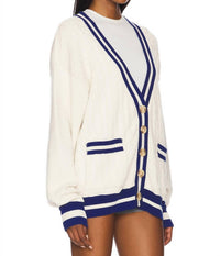 Free People Varsity V Neck Cardigan in ecru - women's cardigan - alternate view