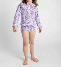 Florence Eiseman - Girls Floral Print Rashguard Swimsuit With Ruffle