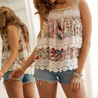 Young Threads - Boho Lace Tiered Tank