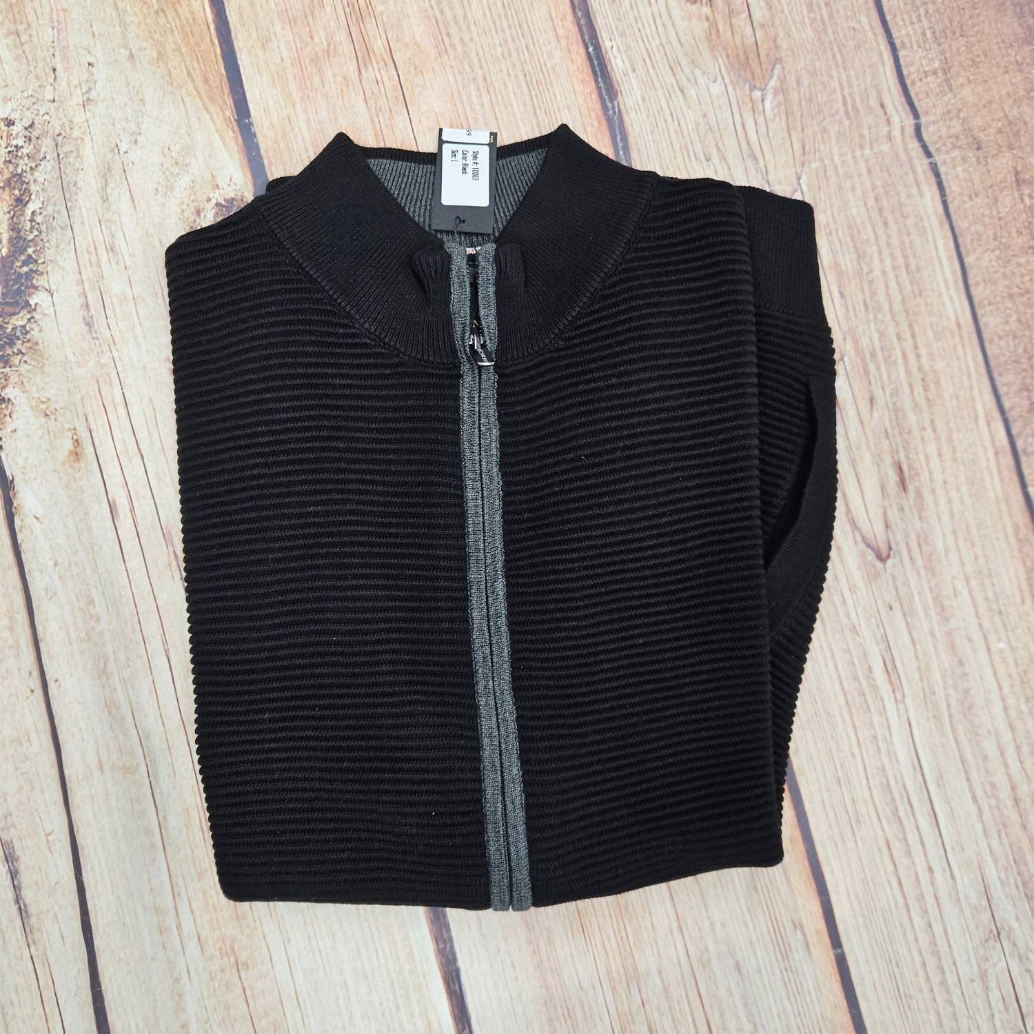 F/X Fusion Men's Solid Ottoman Full Zip Vest in black - men's item - detail view