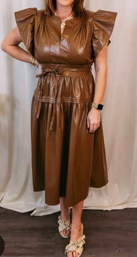 Sincerely Ours - Faux Leather Midi Dress