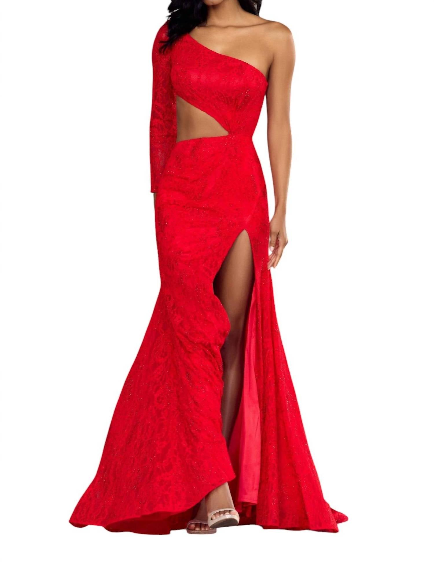 Sherri Hill - Fully Fitted Lace One Shoulder Prom Dress