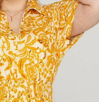 Vanilla Monkey - Short Drop Sleeve Print Collared Dress - Plus