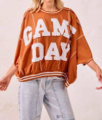 Bibi - Gameday Patchwork Stitch Detail French Terry Top