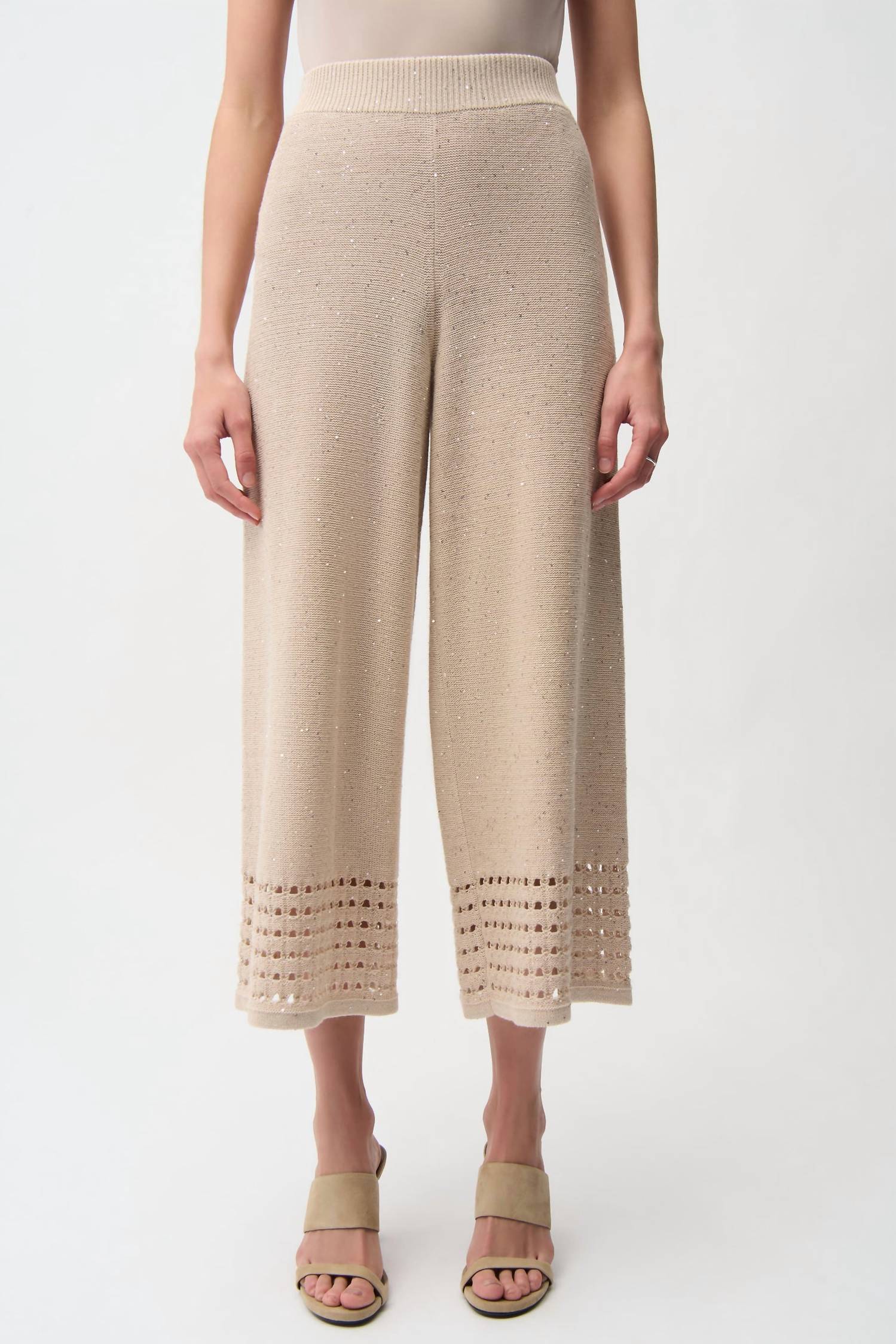 Joseph Ribkoff - Sequined Open-Knit Culotte Pants