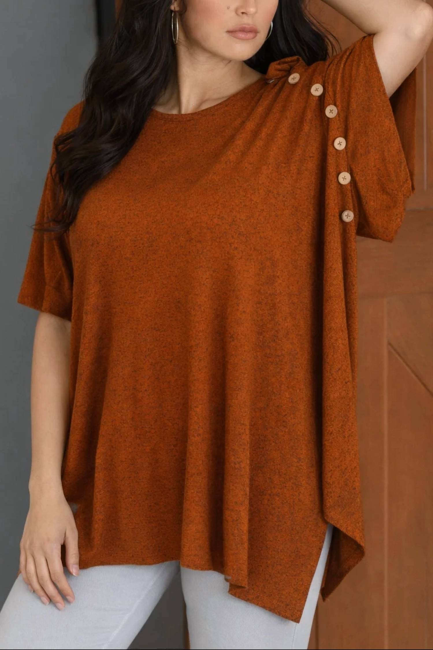 French Kyss - Relaxed Button Detail Poncho