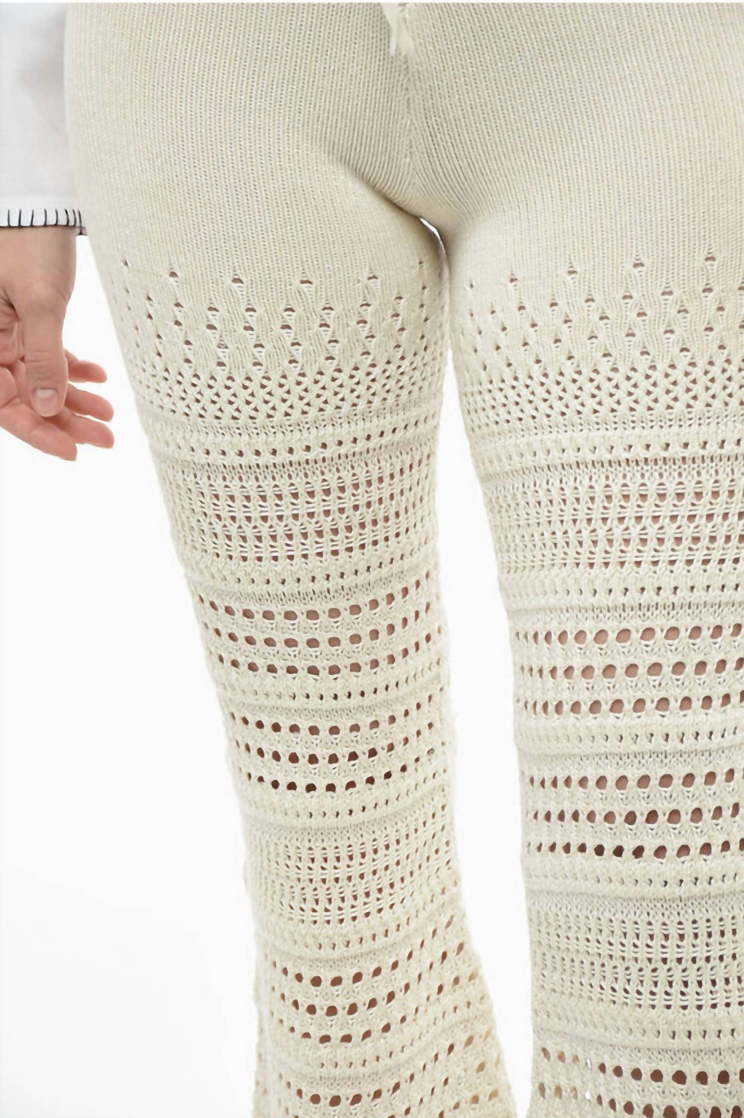 Amiri Checkered Crochet Flare Pants in ivory - women's pants - view 4