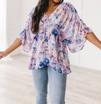 Jodifl - Fabled in Floral Draped Peplum Top