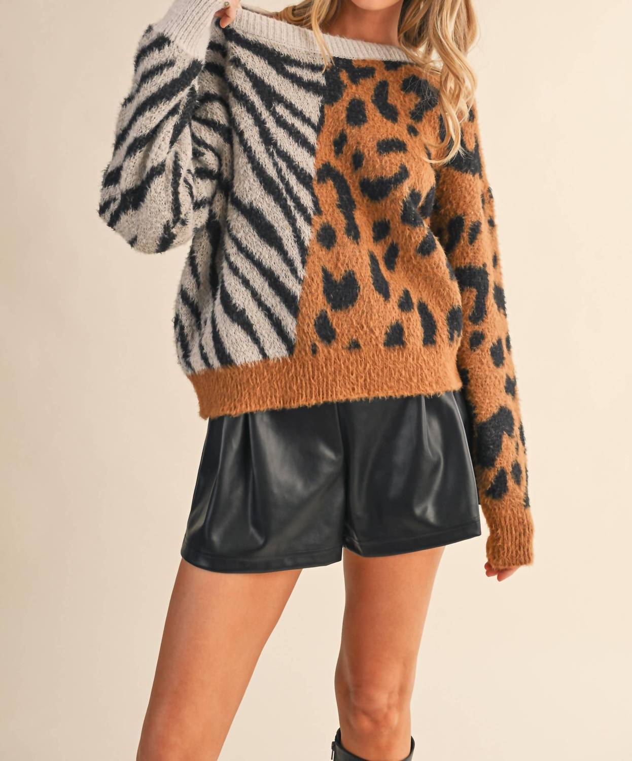 Klesis - Duo Printed Soft Sweater Top