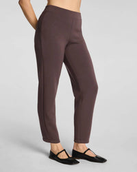 Spanx Airessentials Slim Straight Pant in dark cacao - women's pants - detail view