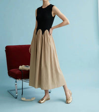 Heyson - Textured Knit Contrast Midi Dress