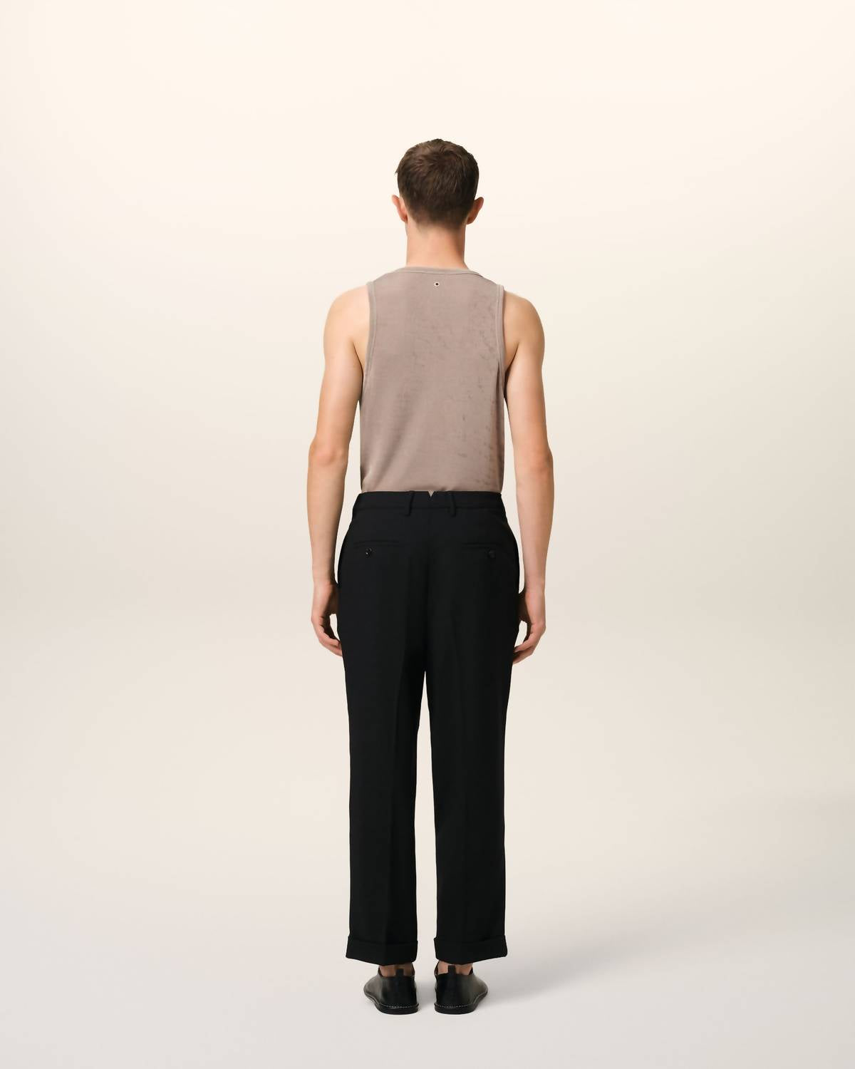 Ami Paris Wool Carrot Fit Trousers in black - men's pants - alternate view