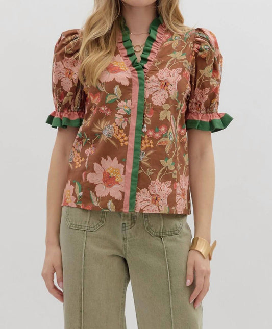 Entro - Floral Puff Sleeve Blouse