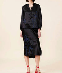Lingua Franca - Hudson Printed Silk Skirt