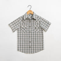 American Farm Company - Boys Youth Plaid Pattern Metal Snap Shirt