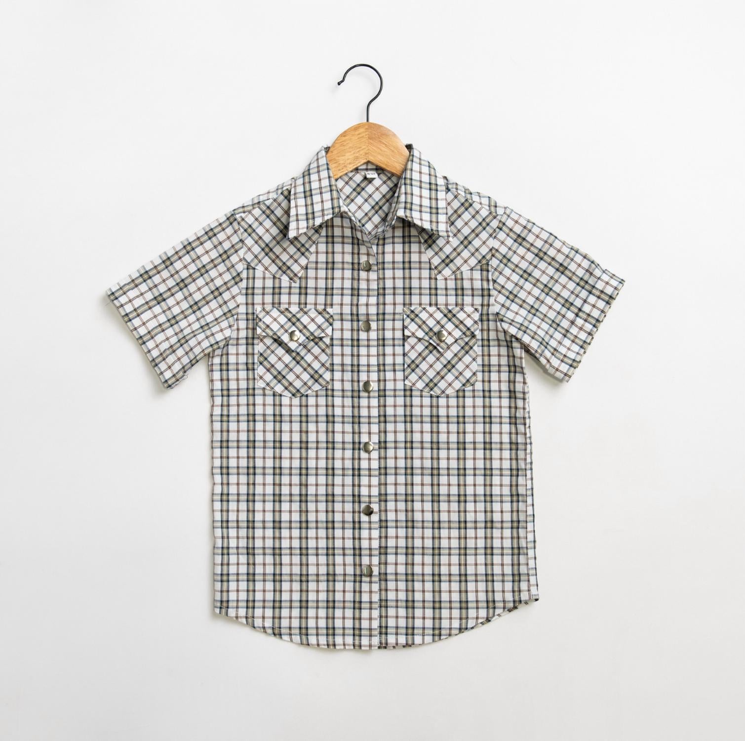 American Farm Company - Boys Youth Plaid Pattern Metal Snap Shirt