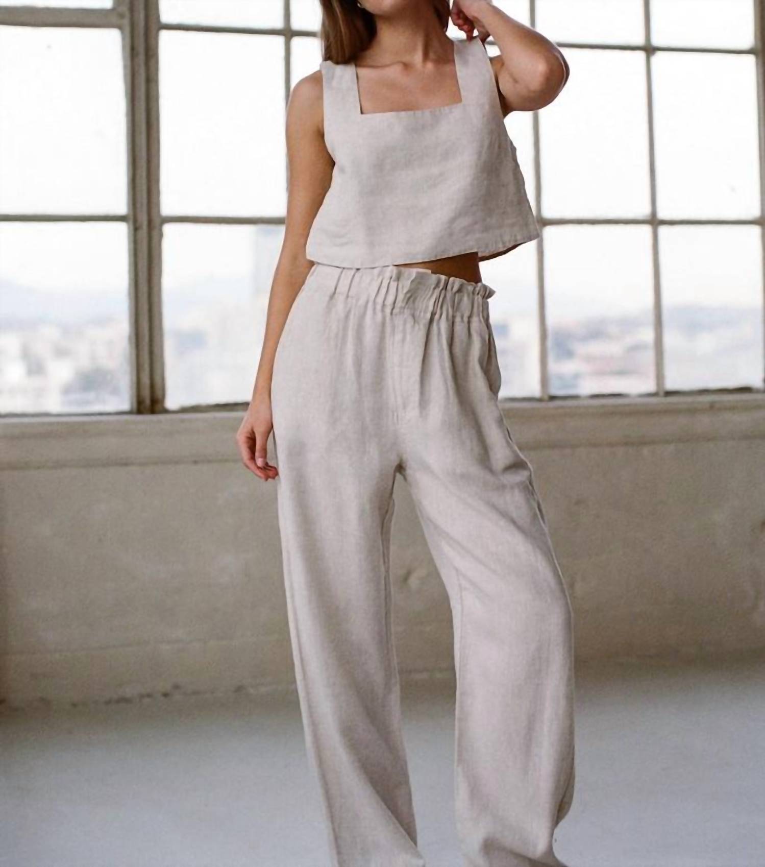 A.Ren - Christal Linen Squareneck Top