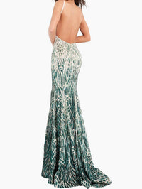 JOVANI Evening Gown in silver green - women's dress - detail view