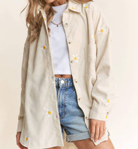 J.Nna - Autumn Daisy Corduroy Embroidered Top