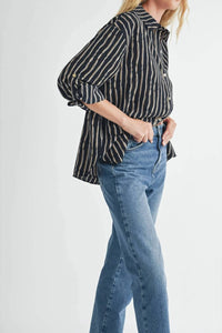 Fun 2 Fun - Kennie Striped Button Down Blouse