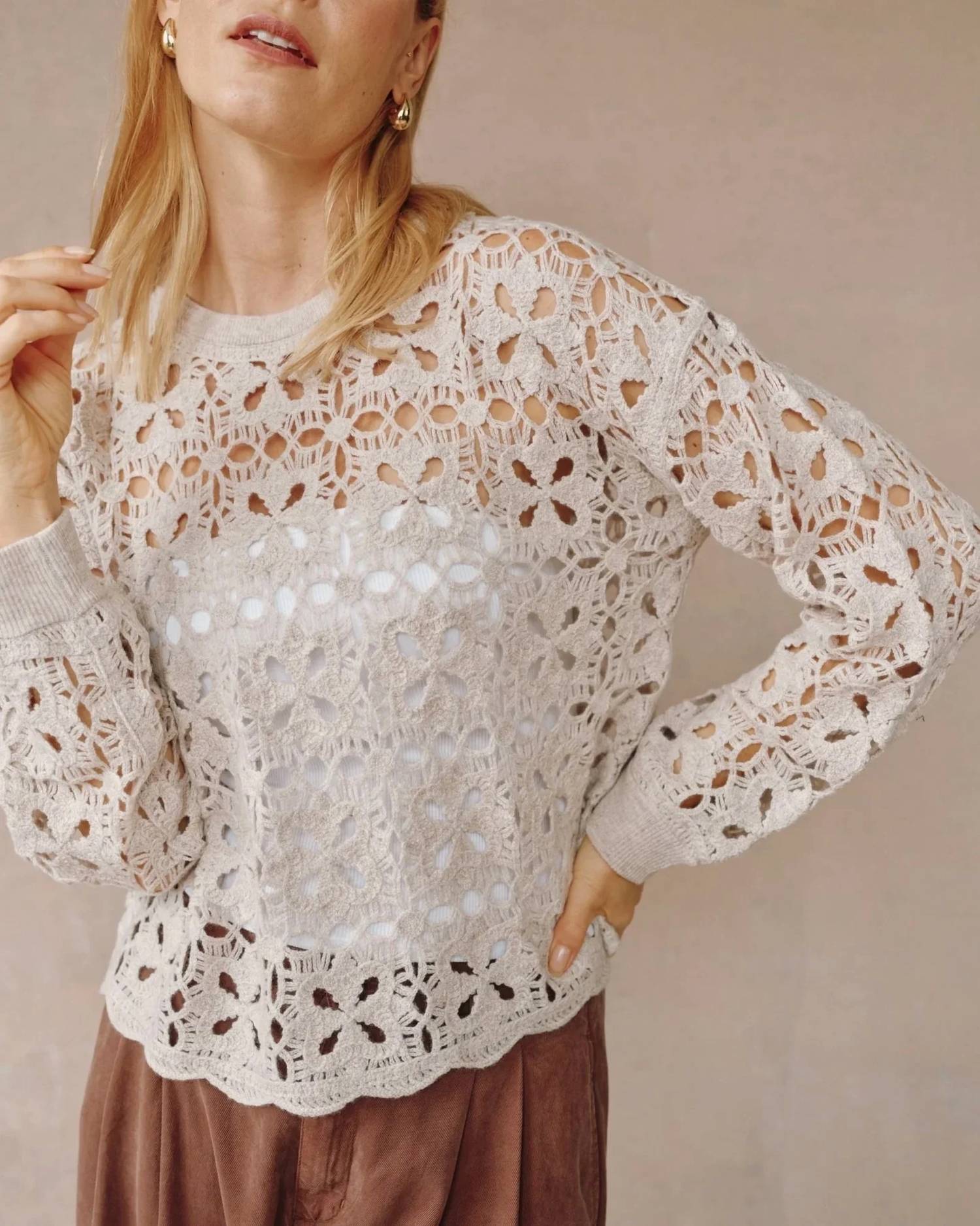 Bella Dahl - Crochet Crew Neck Sweater