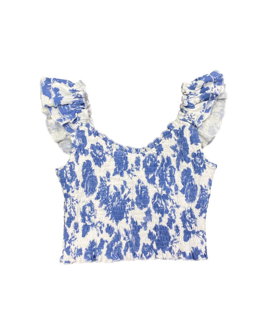 Flowers By Zoe - Girls Toile Smocked Ruffle Strap Tank