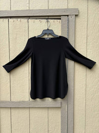 Sympli Women's Go To The Boat Neck Top in black - women's long sleeve top