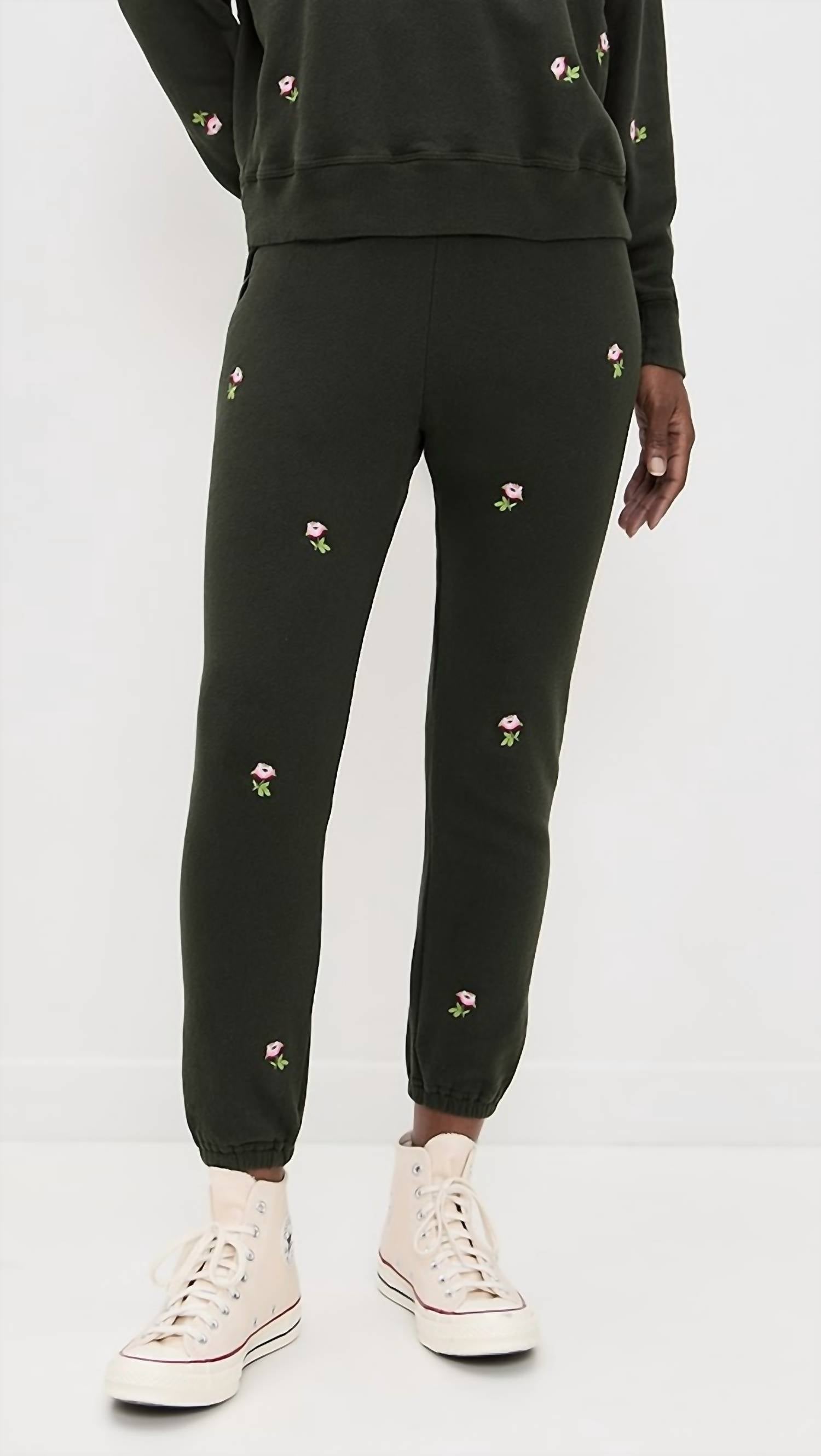 THE GREAT. Stadium Sweatpant in woodland green - women's pants - view 4