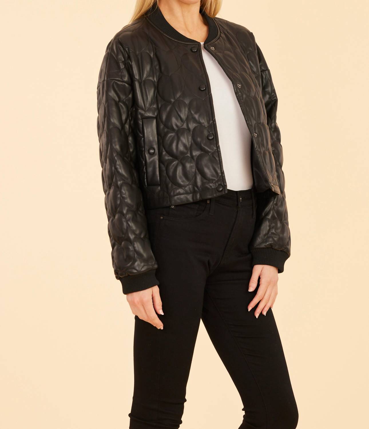 Dolce Cabo - Faux Leather Heart Quilted Jacket
