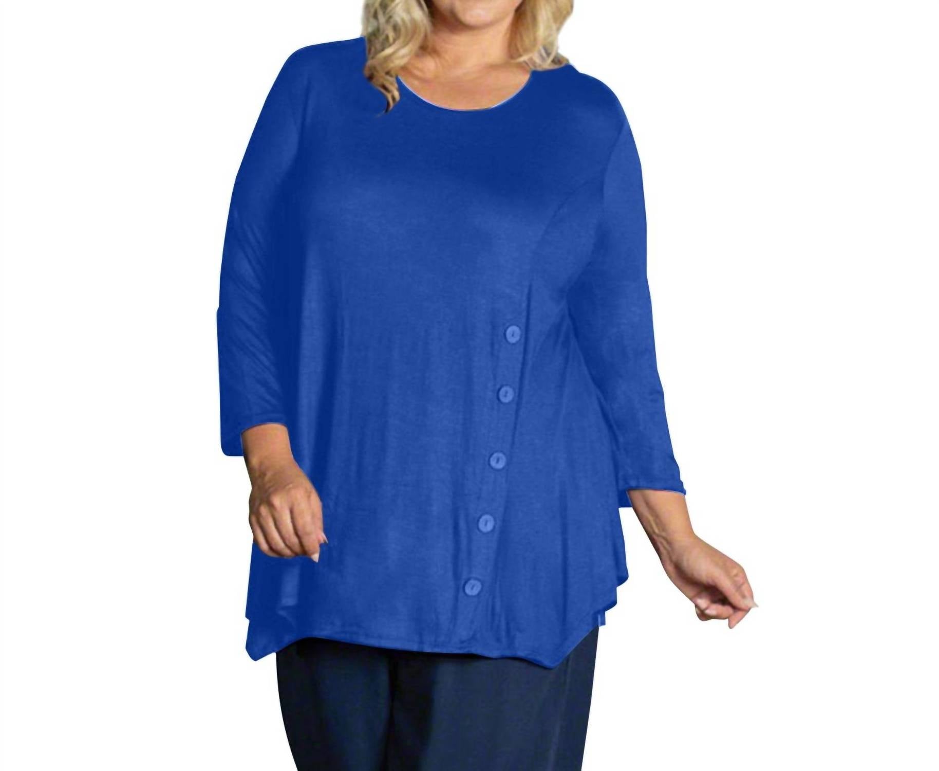 On The Plus Side - Tamsin Bracelet Sleeve Button Detail Top - Plus